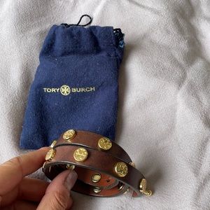 Tory Burch Double Wrap Logo Bracelet Brown